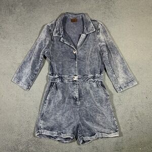 POL Grey Corduroy Play Romper Rope Belt Women's Size Medium #3290